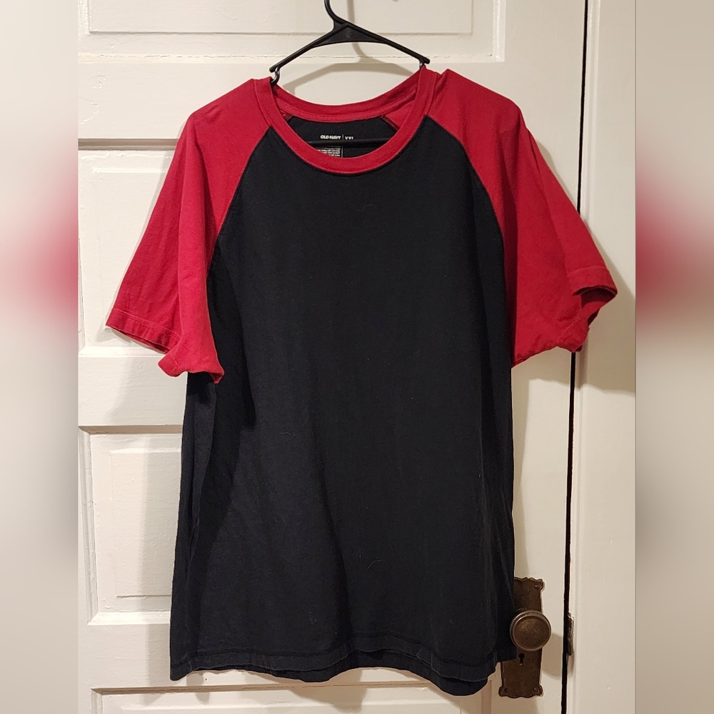 Black and Red Short Sleeve Raglan Tee
